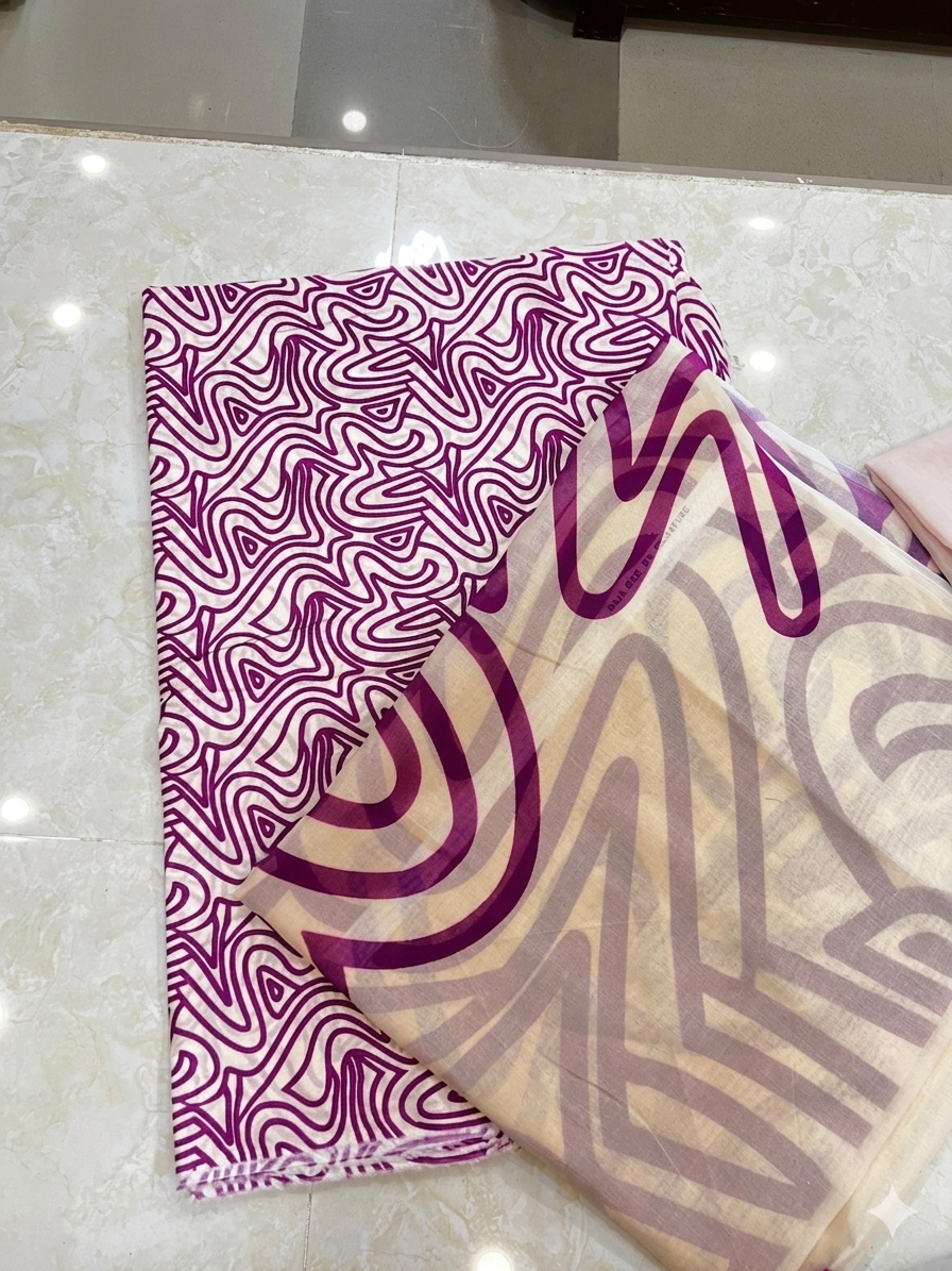 Signature All over print 3pc Lawn with Voil Dupatta