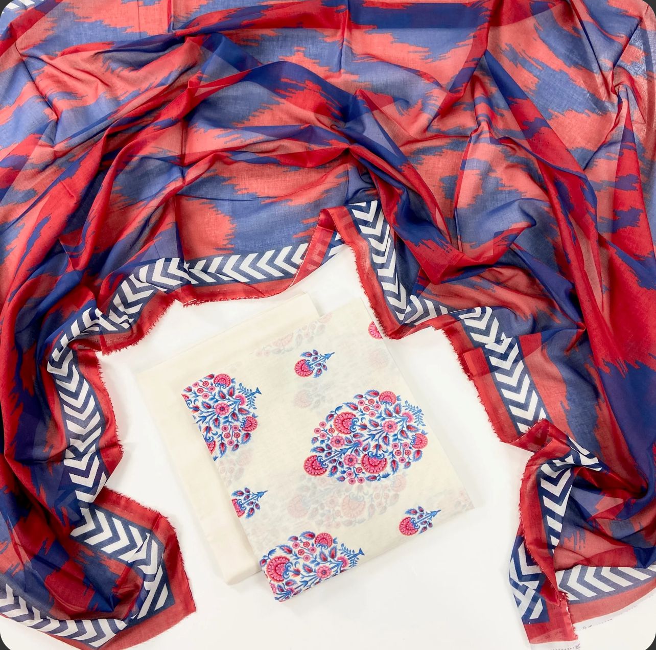 Bonanza Satrangi Outlet Stock 3pc Lawn plane Dyed Trouser with voil dupatta